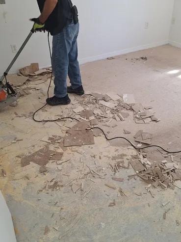 Jewish Federation tile demolition in progress