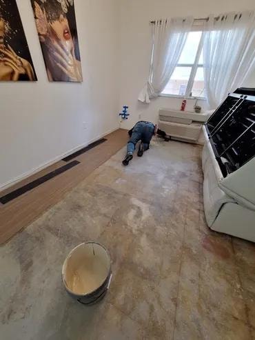 Jewish Federation luxury vinyl plank installation in progress